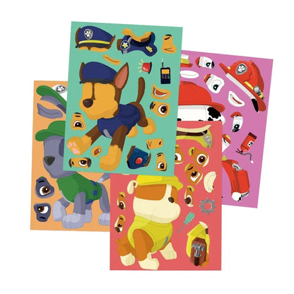 8/16/48Sheets Cartoon Dogs Chase Skye Puzzle Stickers Funny Make-a-Face Decals Assemble Jigsaw Children Christmas Gift Toy